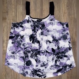 Simply Vera Vera Wang Purple and Black Floral Tank Top and Shorts